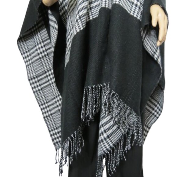 DKR & Co. Studio Black and White Plaid Poncho - Picture 5 of 9